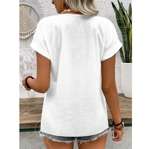 White V Neck Tee Shirt Printed Limoncello Lemon Graphic - Picture 2 of 4